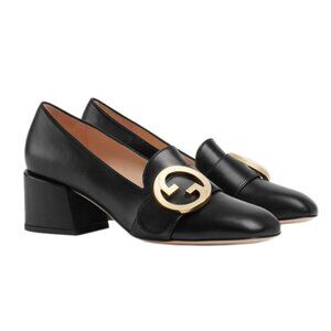 Gucci Blondie Women's GG Leather Mid-heel Pump Black EU35.5 700053